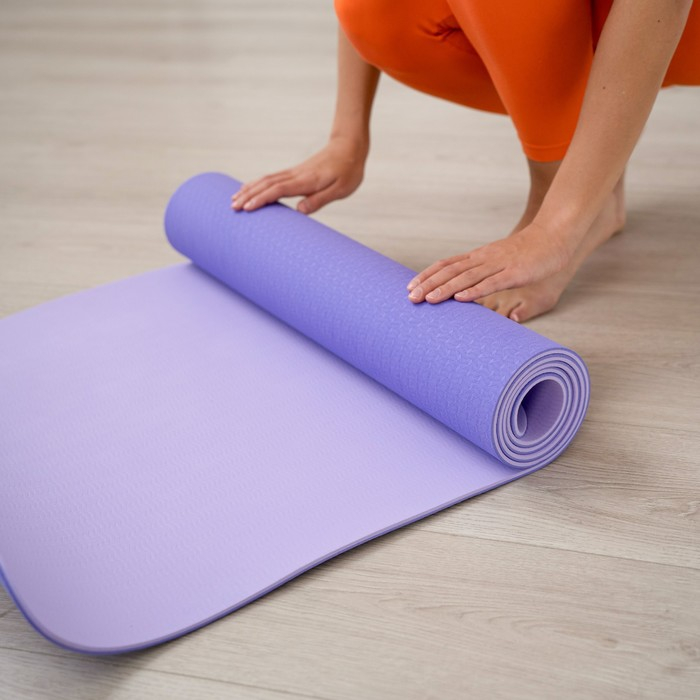 Коврик для йоги Sangh, 183×61×0,6 см, цвет сиреневый Коврик для йоги Sangh, 183×61×0,6 см, цвет сиреневый