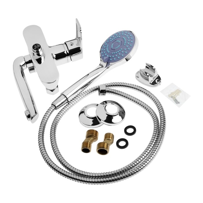 Смеситель для ванны ZEIN Z3846, однорычажный, душевой набор, лейка 5 режимов, хром Смеситель для ванны ZEIN Z3846, однорычажный, душевой набор, лейка 5 режимов, хром