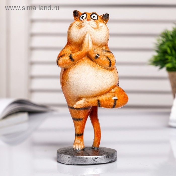 Сувенир полистоун лак Сувенир полистоун лак "Котик в позе дерева" 15,5х7х6 см