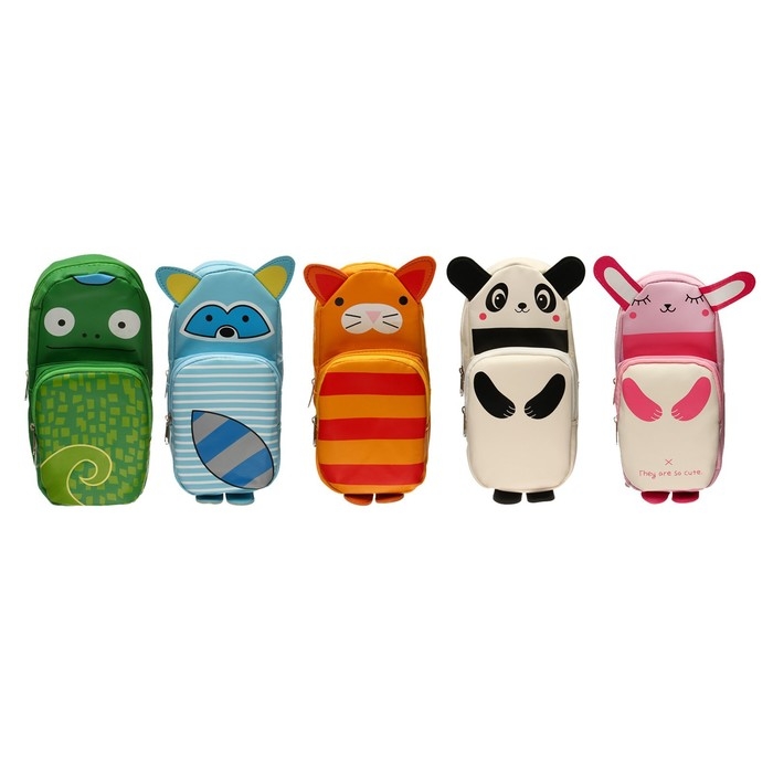 Пенал школьный на молнии Calligrata Пенал школьный на молнии Calligrata "Зверушка", 2 отделения, МИКС