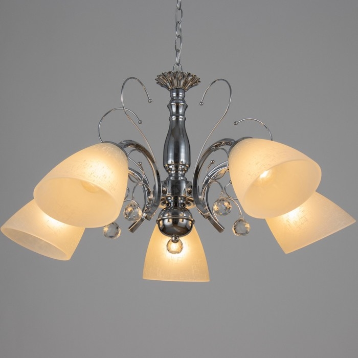 Люстра Люстра "Цинния" 5х40Вт Е27 хром 59х59х92(52)см