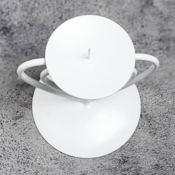 Подсвечник "Гламур" металл на 1 свечу, 9х10,2 см, белый