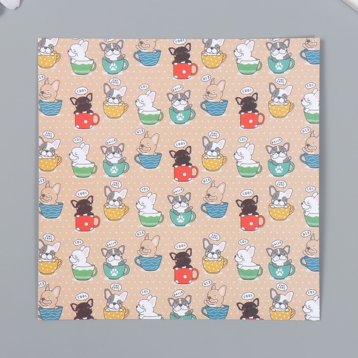 Набор бумаги для скрапбукинга 12 лист 12 дизайнов Набор бумаги для скрапбукинга 12 лист 12 дизайнов "Пёсики. Хороший день" 160гр 15,2х15,2 см 995446