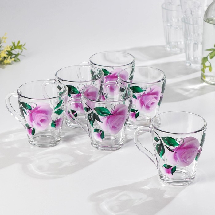 Набор кружек «Розовые лепестки», 250 мл, в подарочной упаковке, 6 шт, микс Набор кружек «Розовые лепестки», 250 мл, в подарочной упаковке, 6 шт, микс