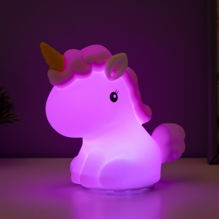 Ночник-мякиш Ночник-мякиш "Антистресс единорог" LED бело-фиолетовый 18х10х16 см