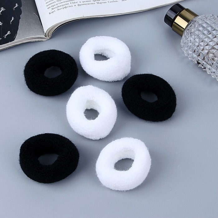 Резинка для волос Резинка для волос "Махрушка" (набор 12 шт) макси, 4 см, чёрно-белый