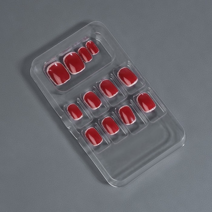 Накладные ногти «Wine», 12 шт, с клеевыми пластинами, форма мягкий квадрат, цвет бордовый/серебристый Накладные ногти «Wine», 12 шт, с клеевыми пластинами, форма мягкий квадрат, цвет бордовый/серебристый