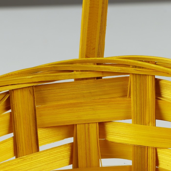 Корзина плетеная, D19 х 9,5 х 32 см, желтая, бамбук Корзина плетеная, D19 х 9,5 х 32 см, желтая, бамбук