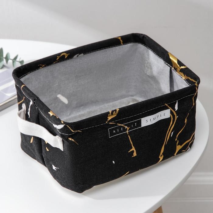 Корзина для хранения с ручками Доляна «Мрамор», 23×16×12 см, цвет чёрный Корзина для хранения с ручками Доляна «Мрамор», 23×16×12 см, цвет чёрный