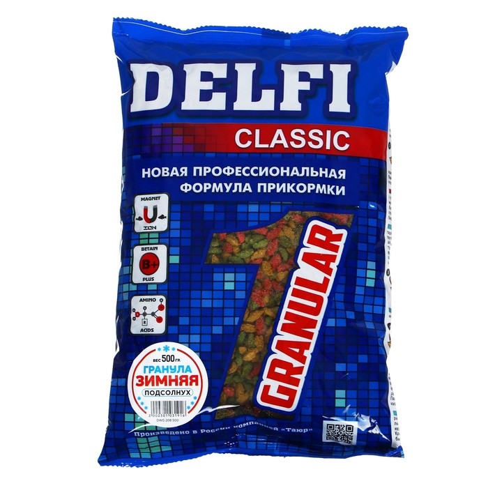 Прикормка DELFI зимняя гранула, подсолнух, 500 г Прикормка DELFI зимняя гранула, подсолнух, 500 г