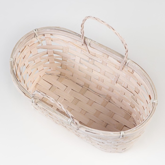 Корзина плетеная, 26х13х12 см, белый, бамбук Корзина плетеная, 26х13х12 см, белый, бамбук