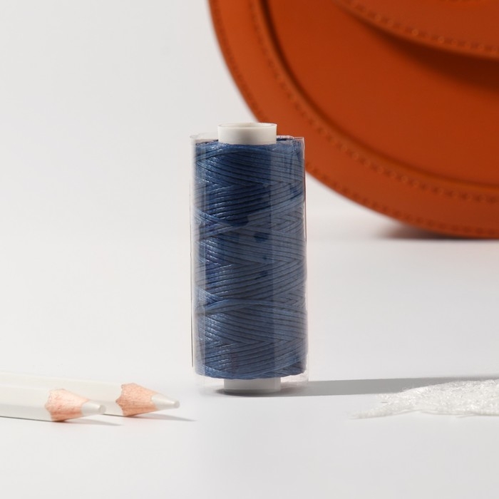 Нитки вощёные, плоские, 150D/16, 0,8 мм, 50 ± 2 м, цвет тёмно-синий Нитки вощёные, плоские, 150D/16, 0,8 мм, 50 ± 2 м, цвет тёмно-синий