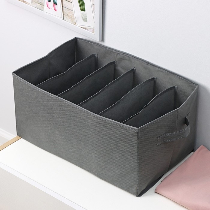 Органайзер для хранения белья «Смарт», 6 ячеек, 44×29×22 см, цвет серый Органайзер для хранения белья «Смарт», 6 ячеек, 44×29×22 см, цвет серый
