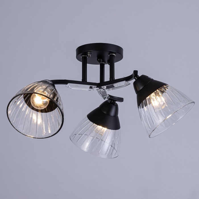 Люстра потолочная Люстра потолочная "Аррон" E27 3х40Вт черный 49х49х24см