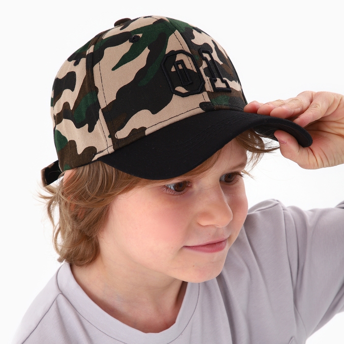 Кепка детская для мальчика «01», цвет хакки, р-р 52-54, 5-7 лет