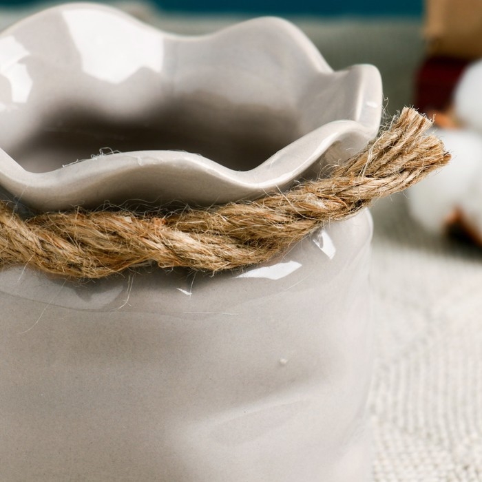 Кашпо  Кашпо "Мешочек" 10х9,5см, серый