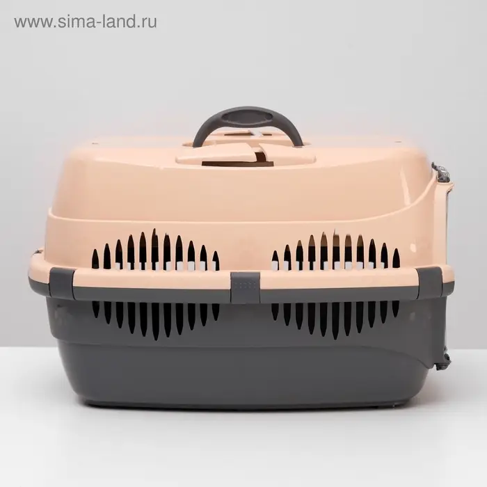 Переноска для животных до 12 кг &laquo;Пижон&raquo;, 49&times;33&times;32 см, металлическая дверь, пластик, бежевая, серая