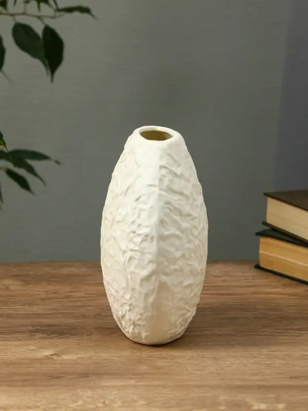 Ваза керамика настольная "Блейз" луна, 18х16х4 см, белый