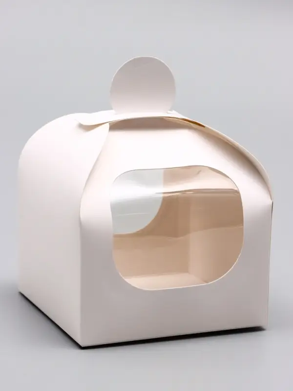 Коробка под бенто - торт с окном, белая, 14×14×12 см Коробка под бенто - торт с окном, белая, 14×14×12 см