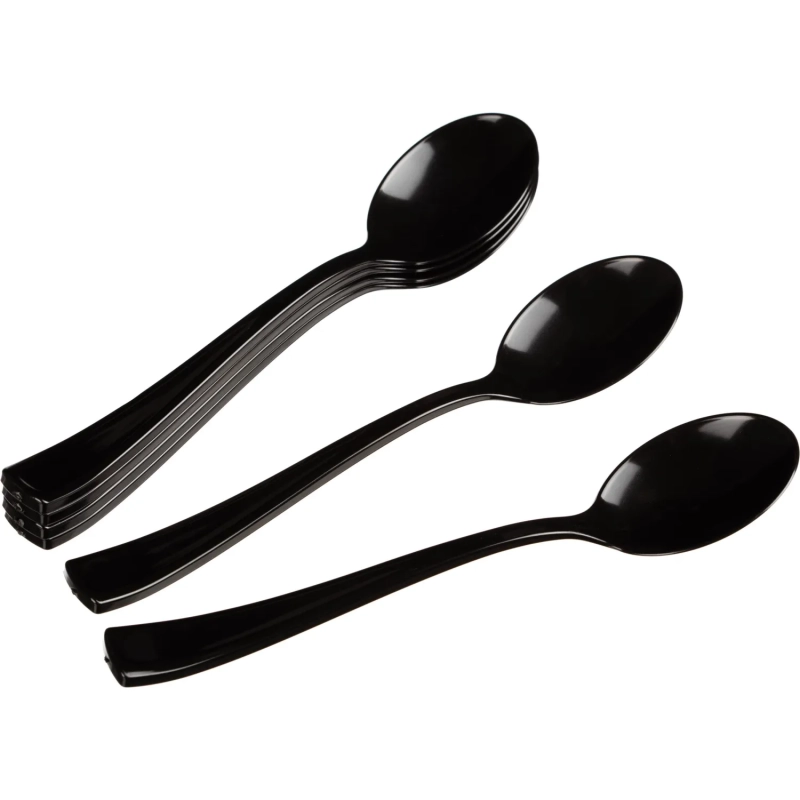 Ложка одноразовая столовая  175мм, черная , ПС 50 шт/уп
