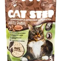 Наполнитель комкующийся растительный CAT STEP Wood Pellets 5 л