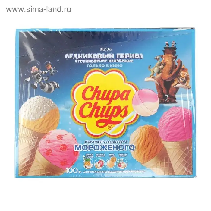 Карамель Chupa-Chups со вкусом мороженого, 12 г Карамель Chupa-Chups со вкусом мороженого, 12 г
