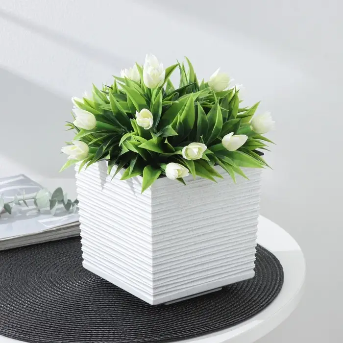 Кашпо со вставкой «Стиль», 1,5 л, цвет мрамор Кашпо со вставкой «Стиль», 1,5 л, цвет мрамор