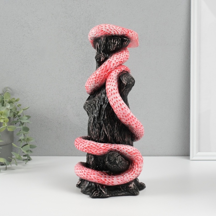 Новогодняя копилка  Новогодняя копилка "Змея на пеньке"  33 х14 х 15 см, розовый