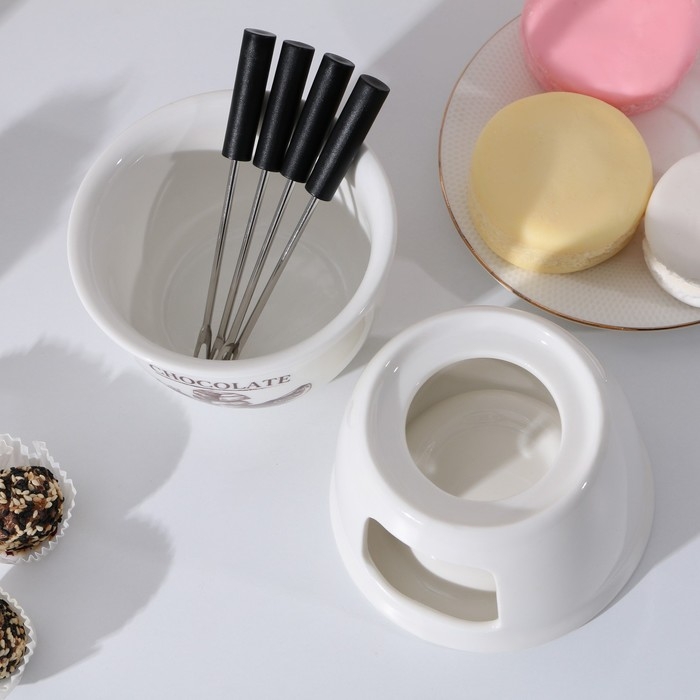 Фондюшница керамическая Chocolate, 350 мл, цвет белый Фондюшница керамическая Chocolate, 350 мл, цвет белый