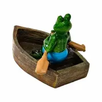 Садовая фигура из полистоуна &laquo;Лягушка в лодке&raquo;, 14&times;13&times;9.5 см, плавающая