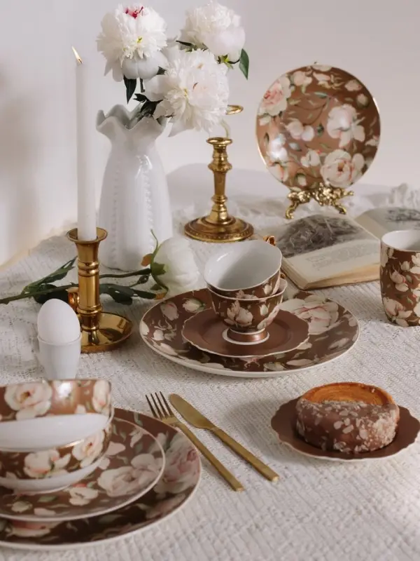 Чайная пара WY Pink O'hara, фарфор, 220 мл, бежевая