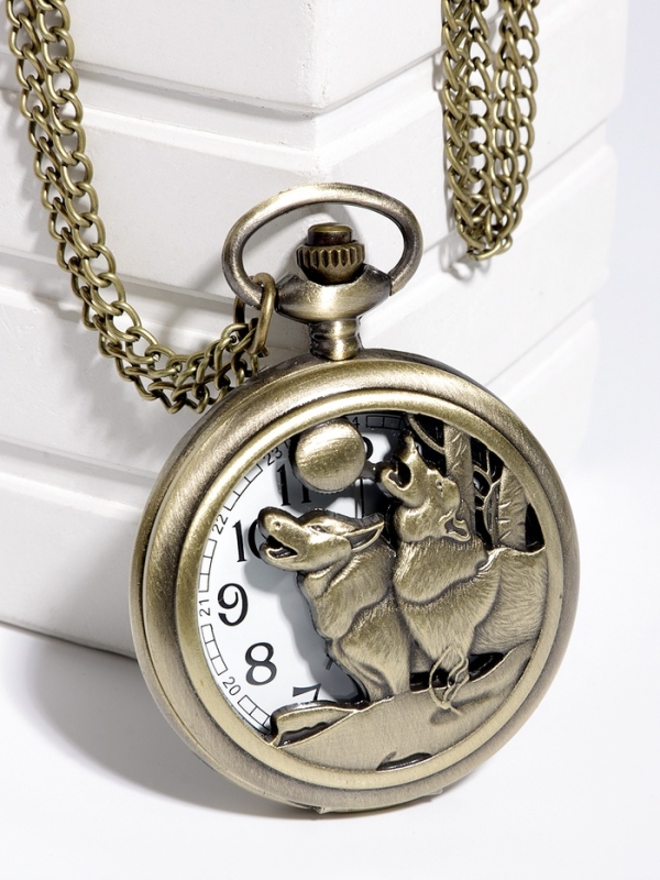 Часы карманные Часы карманные "Волки", кварцевые, цепочка l-40 см, d-4.5 см