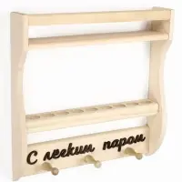 Полка-вешалка для бани и сауны, 35&times;7&times;35 см, деревянная, 3 крючка, для масел