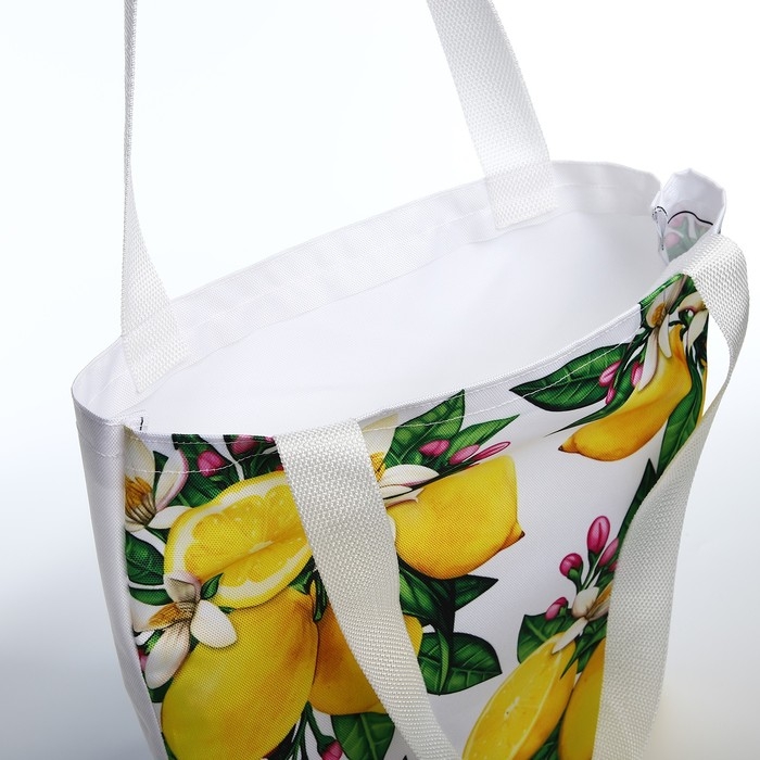 Сумка шопер «Лимоны» 35х0.5х40 см, отд без молнии, без подклада, белая Сумка шопер «Лимоны» 35х0.5х40 см, отд без молнии, без подклада, белая