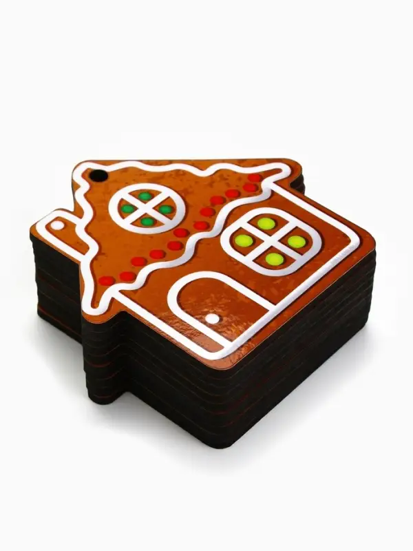 Ёлочная игрушка деревянная &laquo;Новый год: домик&raquo;, набор 10 шт.