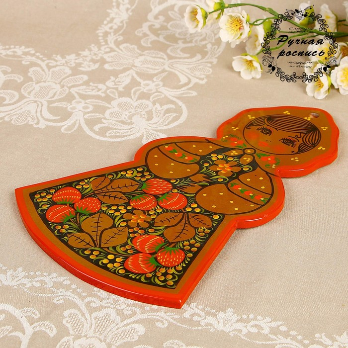 Доска разделочная «Девочка», 25×34 см, хохлома