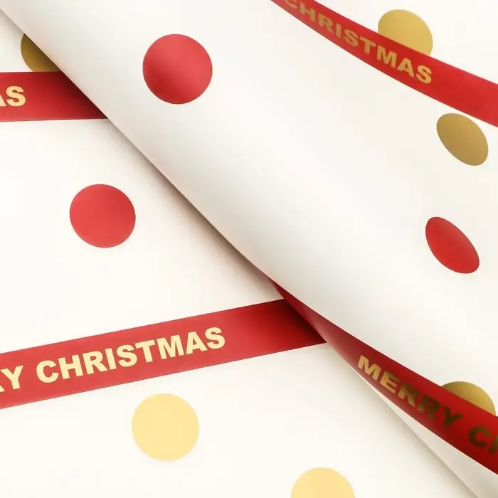 Пленка упаковочная новогодняя для цветов, 56.5×58 см, красная
