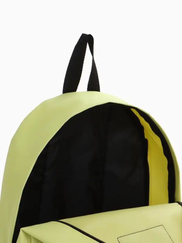 Рюкзак школьный на молнии, с карманом, однотонный, размер 30&times;14&times;41 см, лимонно-жёлтый