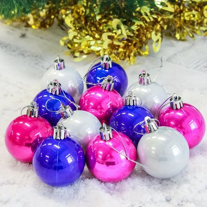 Ёлочные игрушки &laquo;Жемчужный глянец&raquo;, шары новогодние, d=5 см, набор 12 шт., МИКС