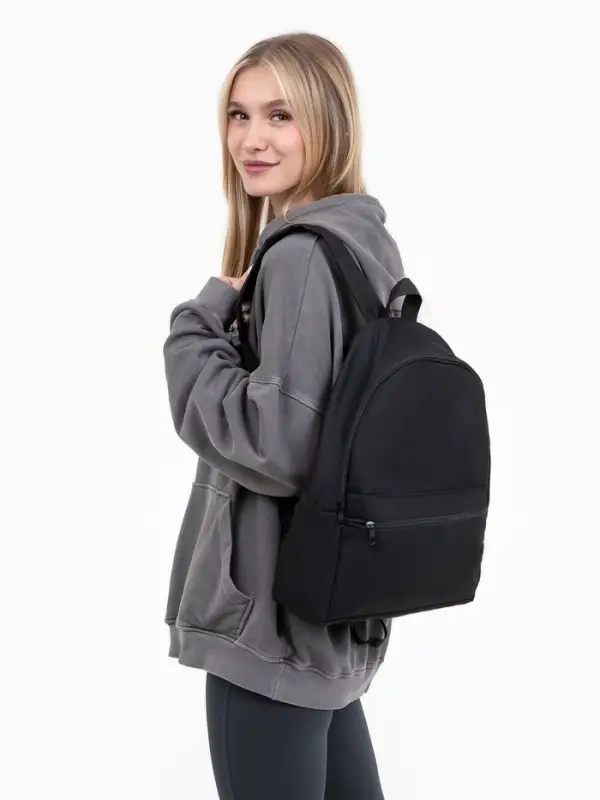 Рюкзак школьный на молнии, с карманом, размер 27&times;11&times;37 см, чёрный