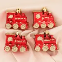 Ёлочные игрушки 4 шт. &laquo;Паровозик&raquo;, 6.5&times;4.5 см, красно-золотой