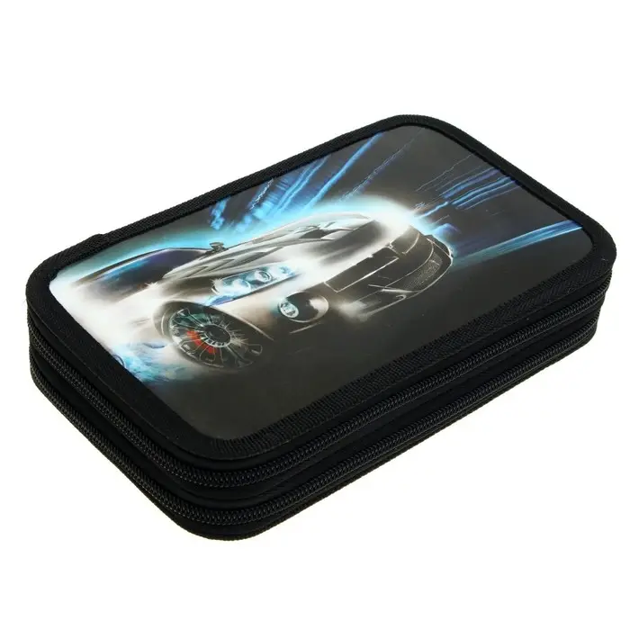 Пенал 2 секции, 125 х 205 мм, с наполнением 23 предмета, Calligrata Пенал 2 секции, 125 х 205 мм, с наполнением 23 предмета, Calligrata "Авто" ламинированный картон, 30П26/2/set