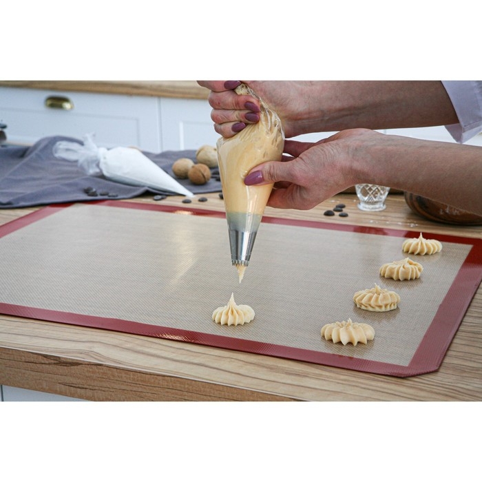 Коврик для выпечки армированный Доляна, силикон, 40×60 см, бежевый Коврик для выпечки армированный Доляна, силикон, 40×60 см, бежевый