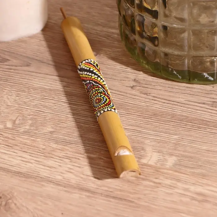 Сувенирный музыкальный инструмент "Свисток из бамбука с узором" МИКС 17х1,5х1,5 см