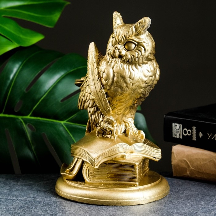 Фигура Фигура "Филин на книгах большой" золото, 21х14х13см