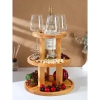 Менажница Adelica, 3-х ярусная с подставкой для вина, d=30&times;1.8 см, d=26&times;1.8 см, d=20&times;1.8 см, дерево берёза, в подарочной коробке
