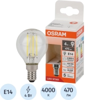 Лампа светодиодная OSRAM LS CLP40 4W/840 230VFILCL E14 FS1