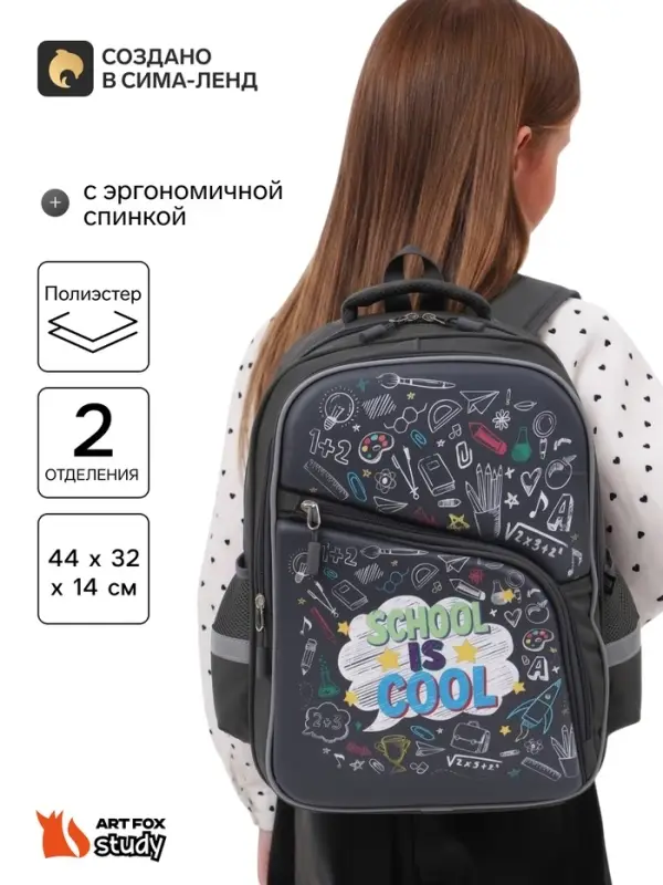 Рюкзак школьный, с эргономичной спинкой &laquo;Школа&raquo;