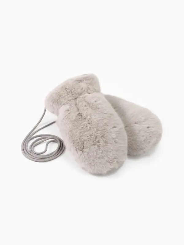 Варежки подросковые MINAKU, пушистые, 20 см цв.серый