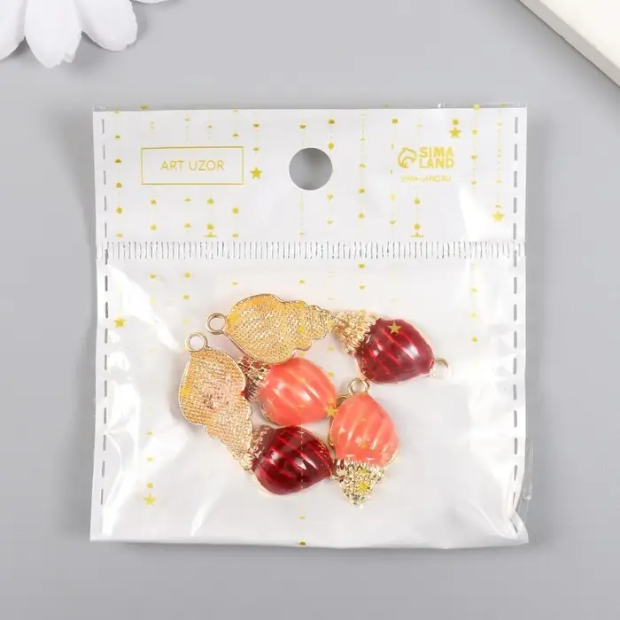 Декор для творчества металл, эмаль "Морская ракушка" МИКС 1,3х2,4 см